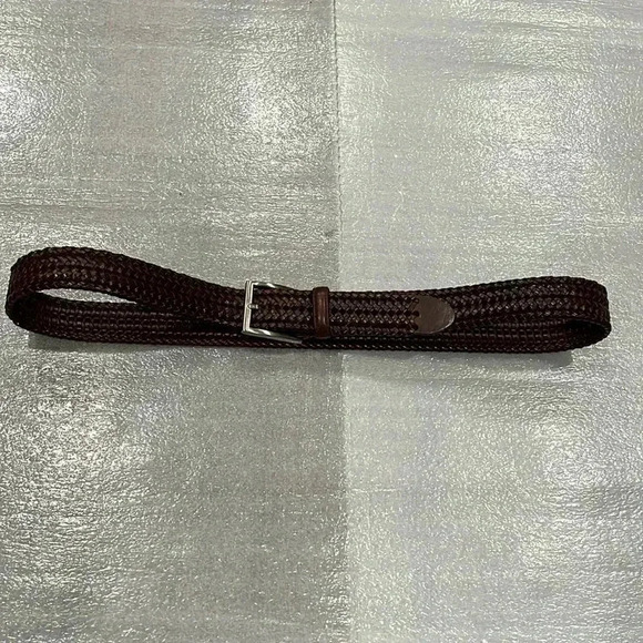 [Max45”] Unisex Brown Woven  Leather 1” Belt - Picture 1 of 5
